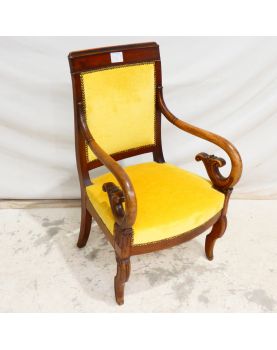 Fauteuil à Crosse en Velours Jaune