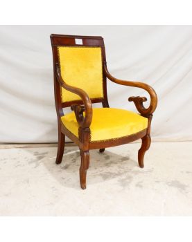 Fauteuil à Crosse en Velours Jaune