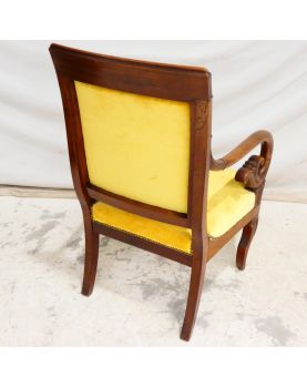 Fauteuil à Crosse en Velours Jaune