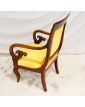 Fauteuil à Crosse en Velours Jaune