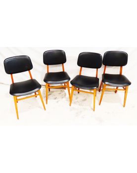 Série de 4 Chaises Style Scandinave en Skaï Noir