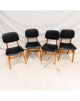 Série de 4 Chaises Style Scandinave en Skaï Noir