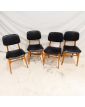Série de 4 Chaises Style Scandinave en Skaï Noir