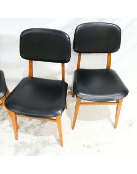 Série de 4 Chaises Style Scandinave en Skaï Noir