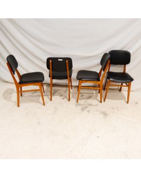 Série de 4 Chaises Style Scandinave en Skaï Noir