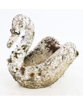 Antique Cement Swan Planter