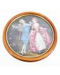 Oil on Fabric Round Frame Gallant Scene