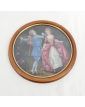 Oil on Fabric Round Frame Gallant Scene