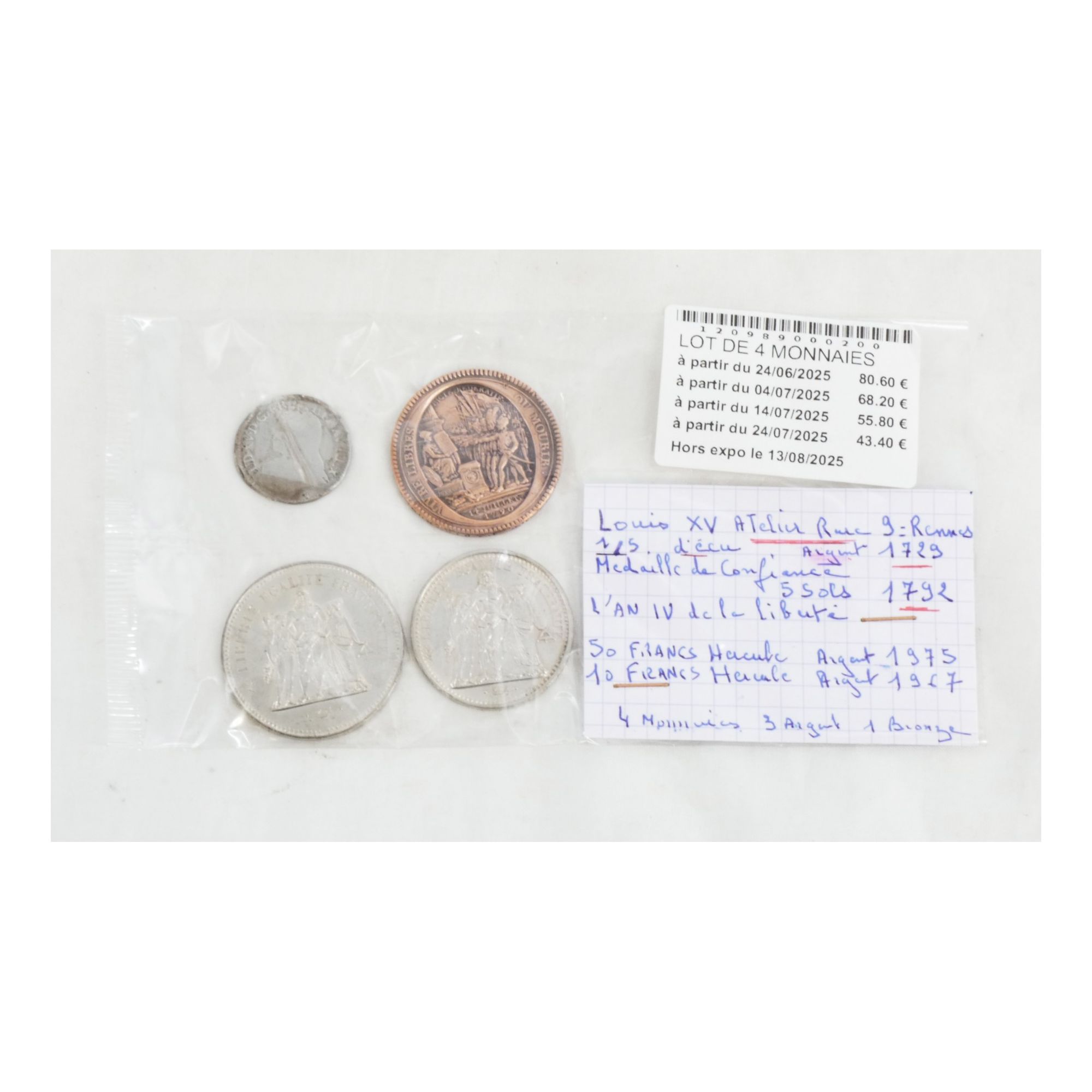 Lot de 4 Monnaies Françaises Lot de 4 Monnaies Françaises