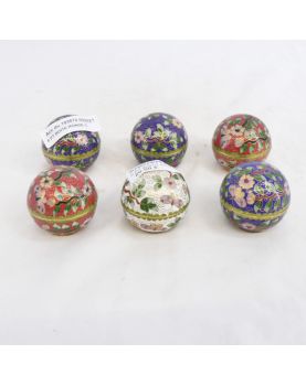 Série de 6 Petite Boîte Ronde Cloisonnée Asie
