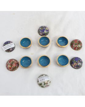 Série de 6 Petite Boîte Ronde Cloisonnée Asie