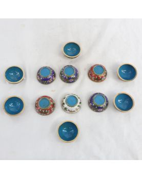 Série de 6 Petite Boîte Ronde Cloisonnée Asie
