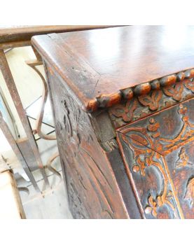 19th Century Carved Secretary with 3 Glass Top Drawers