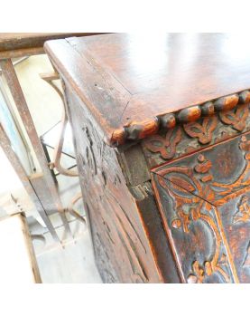 19th Century Carved Secretary with 3 Glass Top Drawers
