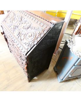 19th Century Carved Secretary with 3 Glass Top Drawers