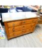 Commode Secrétaire XIXe Siècle 3 Tiroirs en Merisier avec Plaque en Verre