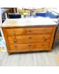 Commode Secrétaire XIXe Siècle 3 Tiroirs en Merisier avec Plaque en Verre