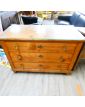 Commode Secrétaire XIXe Siècle 3 Tiroirs en Merisier avec Plaque en Verre