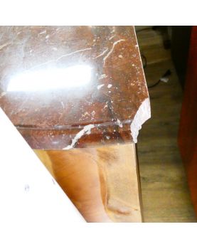 Commode Pompadour Style Louis XV Marbre Rouge Accidenté