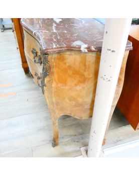 Commode Pompadour Style Louis XV Marbre Rouge Accidenté