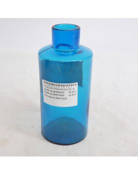 Ancien Flacon de Pharmacie Verre Bleu Sans Bouchon
