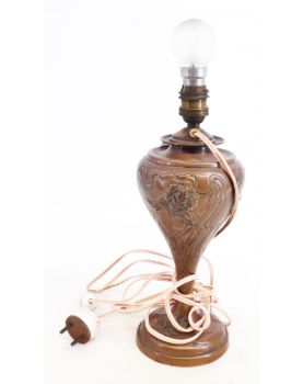 Pied de Lampe en Cuivre Art Nouveau Décor Floral