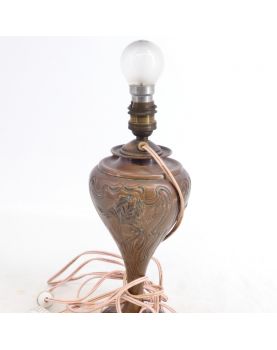 Art Nouveau Copper Lamp Base with Floral Decor