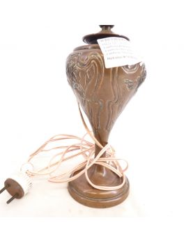 Art Nouveau Copper Lamp Base with Floral Decor
