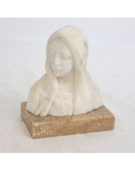 Small Alabaster Bust with Socle in Marble
