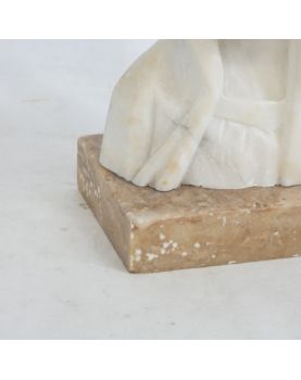 Petit Buste en Albâtre avec Socle en Marbre