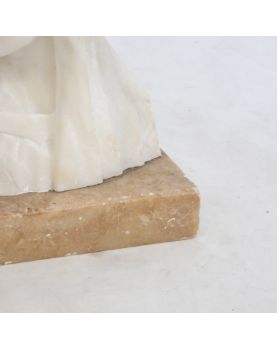 Petit Buste en Albâtre avec Socle en Marbre