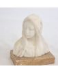 Petit Buste en Albâtre avec Socle en Marbre