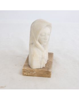 Petit Buste en Albâtre avec Socle en Marbre