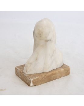 Petit Buste en Albâtre avec Socle en Marbre