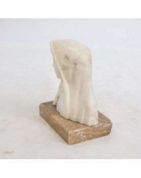 Petit Buste en Albâtre avec Socle en Marbre