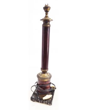 Pied de Lampe en Placage Style Empire sur Socle en Marbre