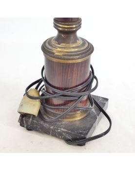 Pied de Lampe en Placage Style Empire sur Socle en Marbre