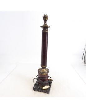 Pied de Lampe en Placage Style Empire sur Socle en Marbre