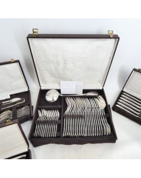 Cutlery Set - Set of 7 Boxes with 112 Pieces SAGLIER Frères in Silver Metal