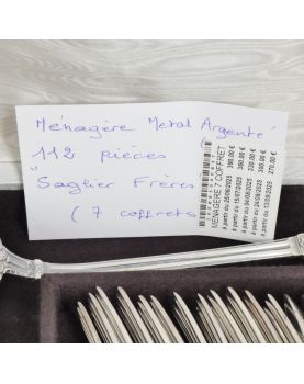 Cutlery Set - Set of 7 Boxes with 112 Pieces SAGLIER Frères in Silver Metal