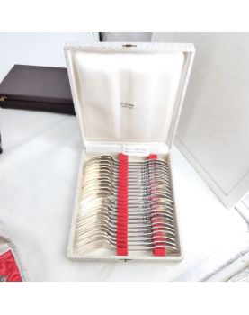 Cutlery Set - Set of 7 Boxes with 112 Pieces SAGLIER Frères in Silver Metal
