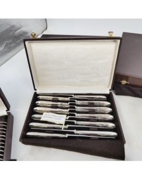 Cutlery Set - Set of 7 Boxes with 112 Pieces SAGLIER Frères in Silver Metal