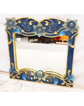 Large Green and Gold Exotic Wood Mirror