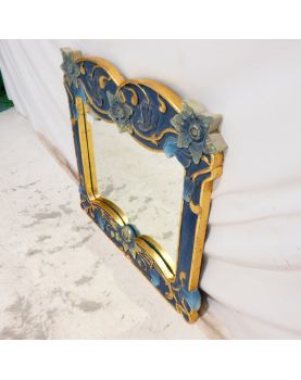 Large Green and Gold Exotic Wood Mirror