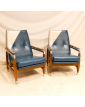 Paire de Fauteuils Bois Exotique avec Armature Métal