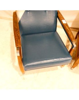 Paire de Fauteuils Bois Exotique avec Armature Métal