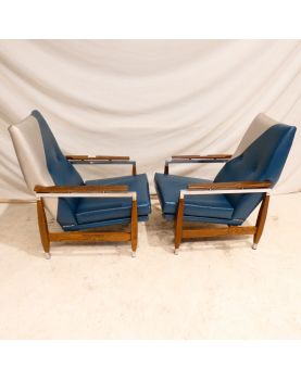 Paire de Fauteuils Bois Exotique avec Armature Métal