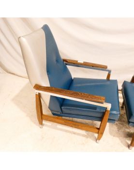 Paire de Fauteuils Bois Exotique avec Armature Métal