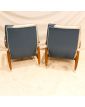 Paire de Fauteuils Bois Exotique avec Armature Métal