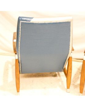 Paire de Fauteuils Bois Exotique avec Armature Métal
